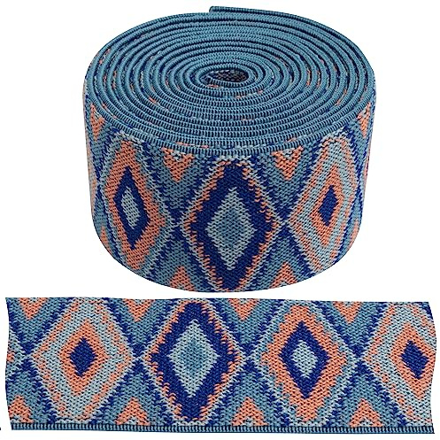 Aerzetix - C67313 - Nastro Elastico Decorativo tricottato Piatto 2 Metri - Larghezza 50mm - Colore Multicolore - Sartoria merceria Cucito Abbigliamento Sportivo Tessuto Cintura Pantaloni Gonna