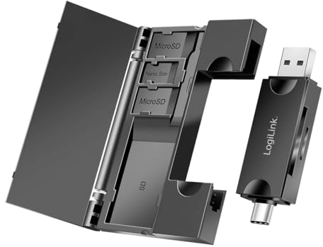 Lector de Tarjetas USB 3.2 (Gen1) para Tarjetas SD y microSD con Almacenamiento de Tarjetas, USB-A y USB-C