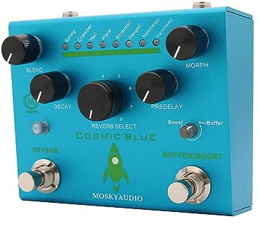 FUNFANG Dual Footswitch Reverb Pedal efterklang gitarr pedal gitarr reverb pedal effekt pedal digital reverb Moskyaudio gitarreffekt pedal digital reverb pedal gitarr effekt pedal MOSKYAudio