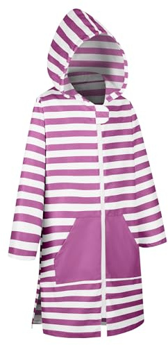 MissShorthair Kids' Hooded Towel Poncho with Zipper Beach Cover-Up with Pocket Swim Towel Robe for Boys & Girls Zipper Style Spring Crocus 5-7 Years