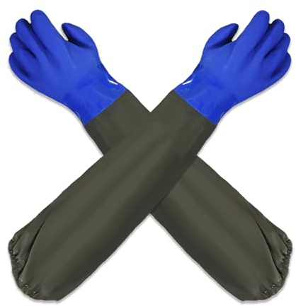 Guanti per la pulizia dello stagno, una sezione lunga di guanti da lavoro di sicurezza, Guanti Lunghi di Gomma Impermeabili, Guanti Sabbiatrice, Guanti Gomma Lunghi Pesca, 70 cm