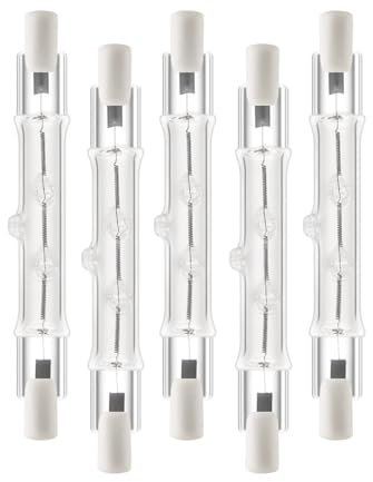 MDLITIN - Lampadina Alogena Lineare R7S 118MM 300W Dimmerabile, 220-240V, 3000LM Bianco Caldo 2700K, Lampadine Alogeno J118 R7S per Plafoniere, Lampade da Lavoro, Proiettori, 5 pezzi