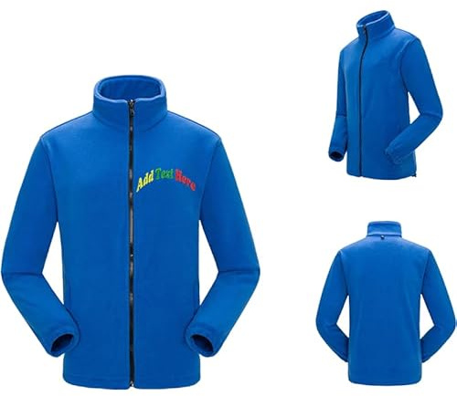 Haoduanduan Chaqueta de forro polar con cremallera completa personalizada con nombre bordado y logotipo clásico - Ideal para deportes, trabajo y ocio para hombres y mujeres, azul, S