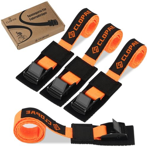 CLOPAE Correas tensoras con acolchado, 4 unidades de correas tensoras con cierre de sujeción, longitud 40 cm, ancho de 20 mm, capacidad de carga de 200 kg, correa de sujeción para barras de techo