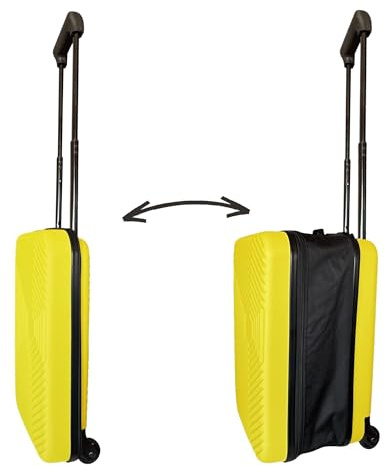 Maleta de Cabina 18 Plegable Ultrafina/Se pliega de 28cm a 13cm de Grosor/Ligera y Resistente ABS/ 2 Ruedas + Mango Telescópico/Color Amarillo