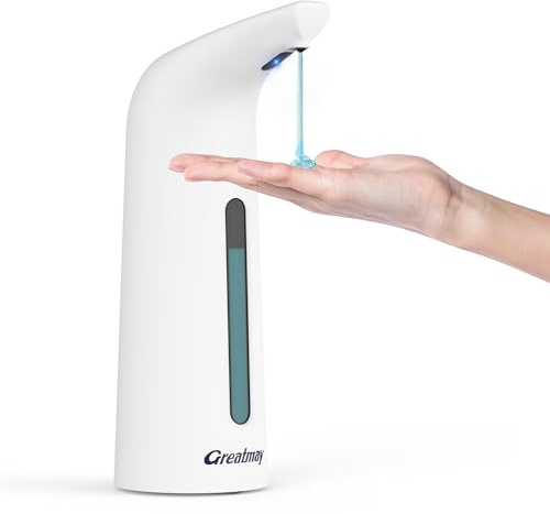 Greatmay Distributeur de savon liquide électrique et à piles pour salle de bain et cuisine - 400 ml, 4 niveaux réglables