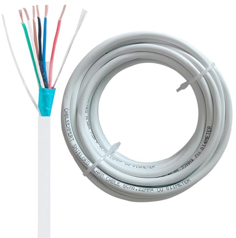 Shielded Alarm Cable, 6C×0.22sqmm, Pure Copper Alarm Control Cable, Security Wire, Full Copper, for Fire/Sound/Security Burglar Station Wire (5 metre)