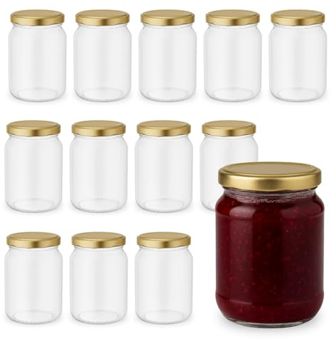 PALUPLUS 12 Barattoli in Vetro con Coperchio da 500 ml, Misura 9x12 cm, Vasetto vuoto con tappo twist off a Chiusura Ermetica, vasi sottovetro per marmellate, conserve, bomboniere -6649F -5,8