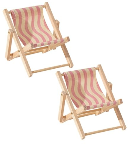 ULTECHNOVO 2 pièces Support Téléphone Portable Décoratif Forme Chaise de Plage Bois Lot de Support Bureau Stable et Résistant pour Mobile Accessoire Maison Original