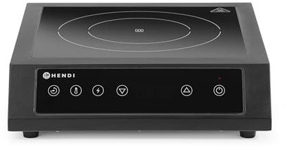 HENDI XL bärbar induktionsplatta, pekkontroll, timer, 60–240 °C, 220 V/3500 W, 355 x 400 x (H)100 mm, stål och härdat glas, svart