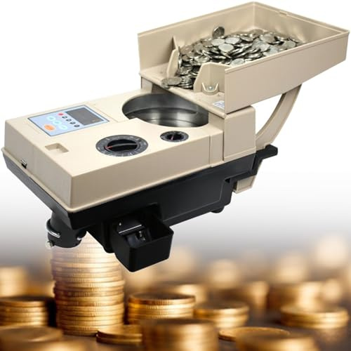 Automatic Coin Counter Machine - Fast Electronic Coin Sorting - Counts Up to 1200 Coins/Minute - Perfect for Home and Office Use