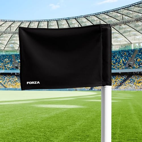 FORZA Lot de 4 drapeaux d'angle de football professionnels | Drapeau d'angle de match de contrôle des spécifications de l'UEFA | Mâts en PVC à ressort – 8 options de couleur de drapeau – 30 mm ou 50