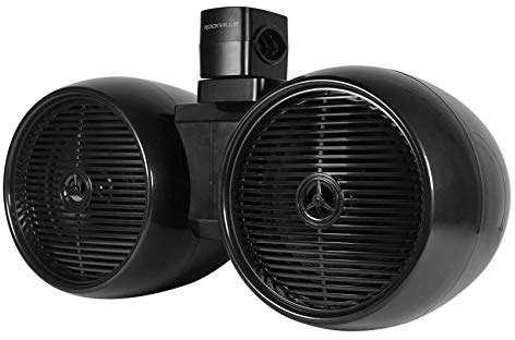 Rockville DWB80B Dual 8 800W Marine Wakeboard Tower Speakers, 4 Ohm, ABS Enclosure, Titanium Tweeter, 360 Degree Swivel Mount, Black, for Boats, Jeeps, ATVs & UTVs