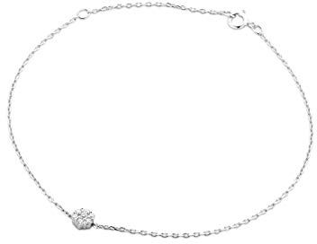 MIORE Bracciale da donna in oro bianco 9 carati/375 con diamanti brillanti 0,07 ct, lunghezza 18 cm, 18 cm, Oro bianco, Diamante