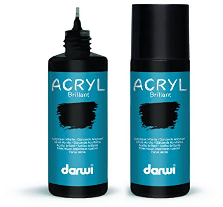 DARWI - DA0350080100C - Un flacon de Peinture Acrylique Brillante - Coloris Noir - 80 ML - DARWI ACRYLIC