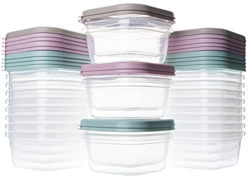 QILZO® Packung mit 24 Lebensmittelbehältern 300ml BPA-frei, mikrowellengeeignet, spülmaschinenfest, gefriergeeignet, mit Deckel, Wiederverwendbarer Behälter