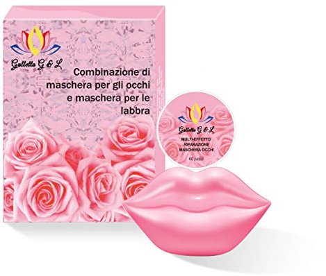 GallettaG&L 60 Patch Occhi+20 Labbra-Rimuovi Occhiaie E Contorno, Collagene, Gonfiori, Riduce Borse Sotto Agli Occhi, Gel, Maschera Idratante, Senza Olio Anti rughe-Linee Sottili Anti-Età (ROSA)