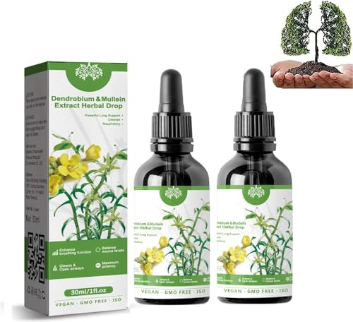 Clearbreath Dendrobium & Mullein Estratto di erbe aromatiche, potente supporto polmonare, pulizia e protezione respiratoria, supporto Powerful Lung & Cleanse & Respiratory (2 pezzi)