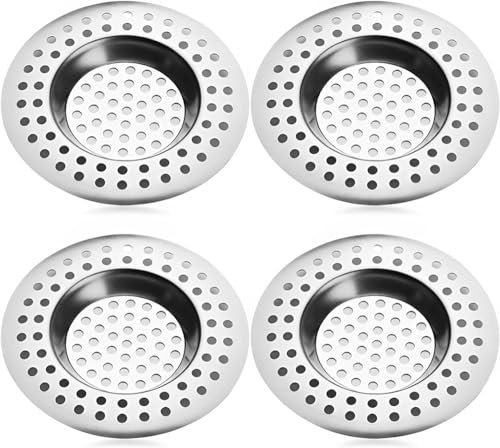 CENSIVI Filtro Lavandino - 4 Pezzi Filtro Lavello Cucina, Filtro per Lavello in Acciaio Inox, Protezioni per Scarico Cucina, Filtro Scarico Vasca Per Bagno, Cucina, Doccia