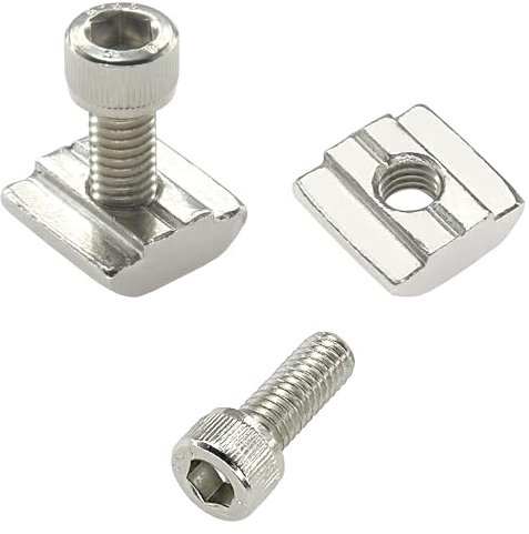 20 Sets of 3030 Series T Slot Nuts and Bolts,M6 T Sliding Square Guiding Nuts