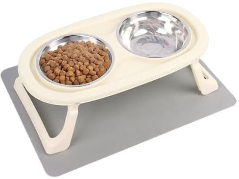 Lollanda Futternapf Katze Erhöht 2er Set, Katzennapf Erhöht aus Edelstahl 304, Katzennäpfe mit Verstellbar Ständer und Napfunterlage Silikon, Fallsicher Leicht zu Reinigen (Grün)