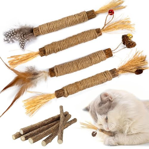 PetGens Katzenminze Sticks, Matatabi Stick Katze Kaustangen Katzenminze Spielzeug Kausticks Katzenspielzeug für Katzen Zahnpflege Natürlich Sicher