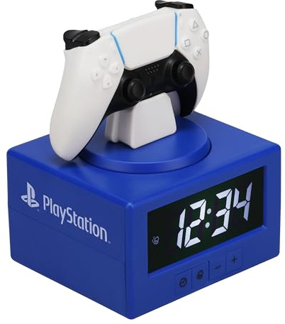 Paladone PlayStation DualSense Controller Digital Alarm Clock with Night Light Function - Officially Licensed Gaming & Bedroom Décor for Kids & Teens
