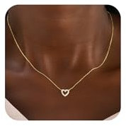 VIROMY Collana Oro Donna18K Placcato Oro Piccolo Squisito Cuore Ciondolo Collana Zirconi Scintillanti Gioielli Belli e Affascinanti
