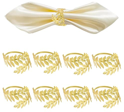 HECHKJ 8 Pezzi Portatovaglioli, Diametro Interno 4 cm Fermatovaglioli Oro, Serviettenringe Gold, Adatto per Matrimoni, Banchetti e Feste
