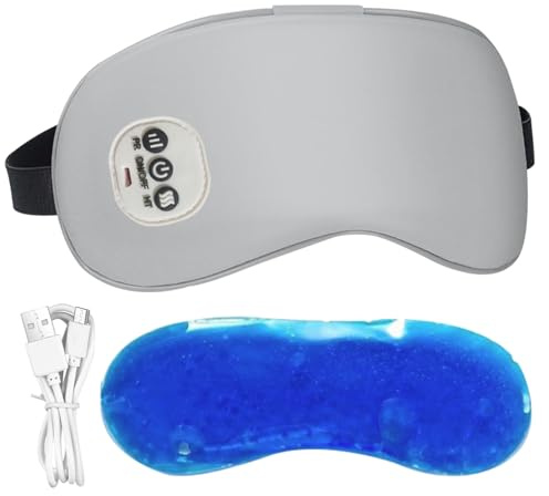 Maschera per occhi riscaldata per occhi secchi, maschera per calda vibrante in 3 modalità con raffreddamento, massaggiatore ricaricabile tramite USB caldo con timer da 15 minuti per stanc