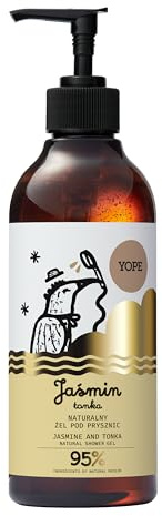 YOPE - Naturlig duschgel Jasmin & Tonka - skonsam rengöring och vård - för känslig torr hud - vegansk dermatologiskt testad djurförsöksfri - 400 ml