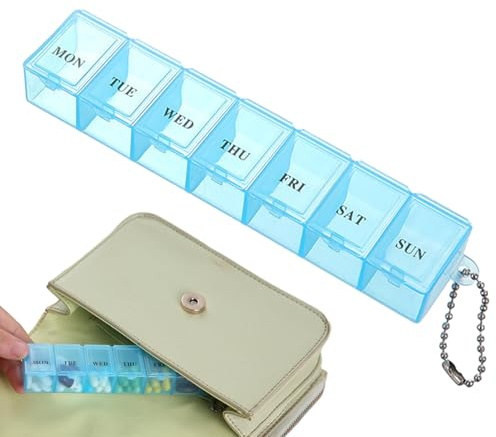 7-dagars pillerask 15 x 3 x 2 cm – bärbar transparent pillerask