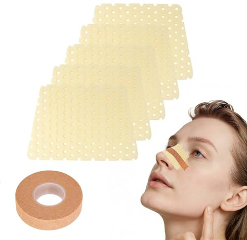 Hayaww 6 stycken termoplastiska nässkenor, trapetsformade nässkenor, återanvändbar trapetsformad näsklämma och mikroporös andningsbar tejp för fraktur rhinoplastik (A)