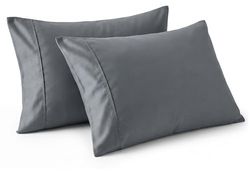 Bedsure Pillow Covers 2 Pack - Dark Grey Soft Pillowcases, 50x75 cm | Soft Brushed Microfiber Pillow Cases with Envelope Closure for Hair and Skin Standard Size Set of 2 Gifts for Women and Girls