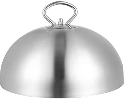 Hemoton Burger Dome Stainless Steel Kitchen Cover for Melting Cheese on Hamburger Pizza Food Bell with Handle Steamer Lid for Steak Burger Cheeseburger (26 cm)