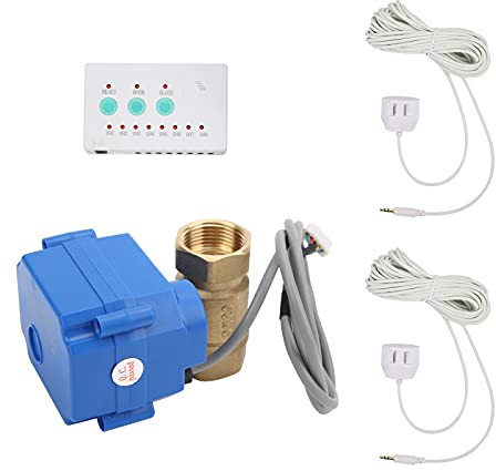 Sensor de fugas de agua con electroválvula de bola de latón DN20 de 2 vías de alarma rápida para fugas de agua – Válvula de parada automática de fugas y alarma sonora para tubo (EU)