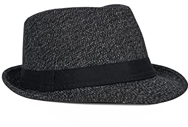 FBBULES Cappello Fedora a Tesa Larga Stile Gangster Elegante Jazz Trilby Cappelli e Cappellini Classico Cappello in Feltro Ripiegabile in Viaggio Cappelli Panama per Uomo Donna