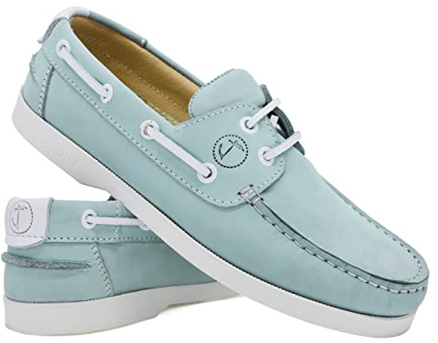 Seajure Chaussures Bateau pour Femme Nacpan en Cuir Nubuck Bleu Clair (Numeric_38)