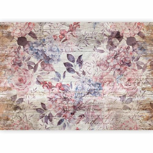 murando Premium Photo Wallpaper Flower 350x256 cm / 138x97 Non-Woven Premium Art Print Fleece Wall Mural Decoration Poster Picture Design Modern Wood Look Leaves Retro b-A-10023-a-a