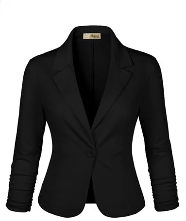 Hybrid & Company Women's Lightweight Casual Work Office Stretch Ponte Cardigan Blazer Jacket JK1131 Black XS