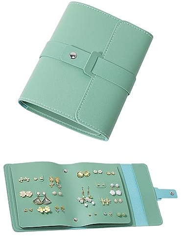 LAKE OF FIRE Earring Holder Organizer with Foldable Book Design,Green