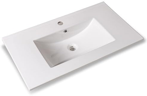 NORBE Lavabo ad Incasso (80x46 cm) in Ceramica | Lavandino Design Moderno vasca Tonda | Finitura Bianco Lucido | Lavamani senza Piletta | Bacinella Sanitari Bagno (80x46 cm)