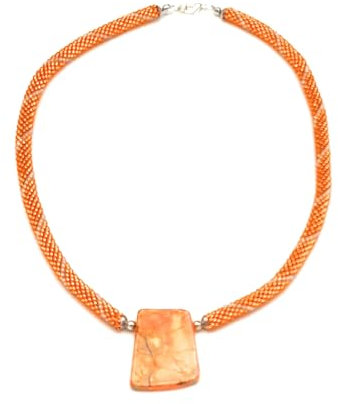 Häkelkette mit Jaspis-Stein in orange