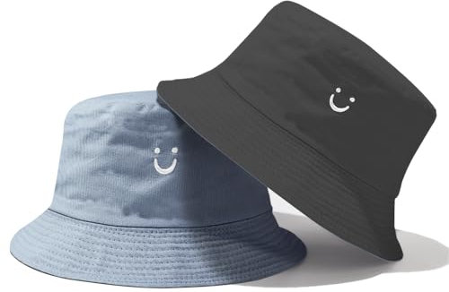 Sonnenhut für Kinder, Anglerhut mit Lächeln, für Mädchen und Jungen, wendbarer Kleinkinderhut, breite Krempe, Anglerhut für Jungen und Mädchen, doppelseitige Sonnenhüte für Kinder von 2–8 Jahren
