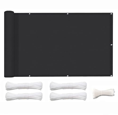 ZHhan Balcony Privacy Screen for Backyard Deck Patio Balcony Fence Porch Sun Shade PVC UV Protection Sun Wind 8 Days Delivered 15 Colors 352 Sizes 420D Black