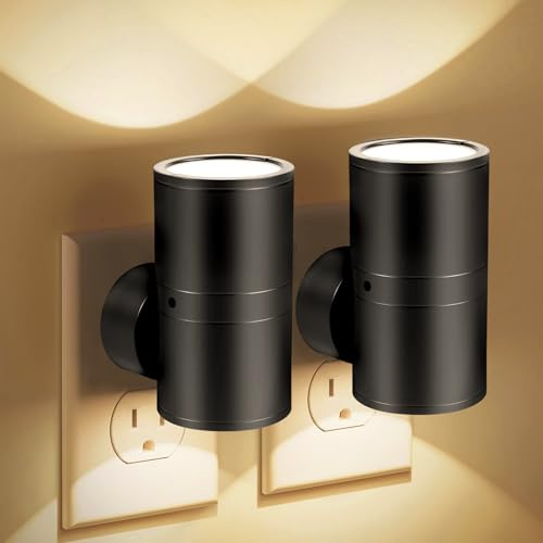 Enchufe de luz nocturna led, Luzes nocturnas modernas enchufadas en la pared, Sensor del atardecer al amanecer, Blanco suave 3000K-4500K, Brillo ajustable de 0-100LM, Luzes nocturnas dimmables para la