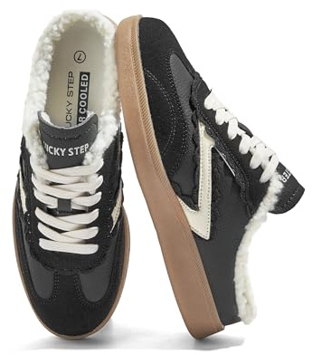 LUCKY STEP Zapatillas Mujer Tipo Mula Sin Talón, Deslizantes, Cómodas para Invierno y Casual, Estilo Retro