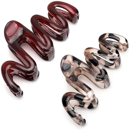 KQDRAVINE 2 Hair Clips, Hair Clip, Pinzas para el Cabello,Hair Clips, con un Diseño Orgánico en Elegantes Colores Rojo Perla y Caramelo: Aspecto Elegante, Cuidado Saludable del Cabello