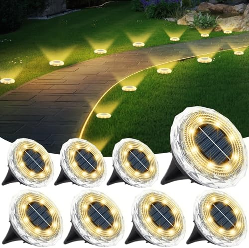 8 Pack Solar Ground Lights Outdoor Garden Lights for Driveway Landscape