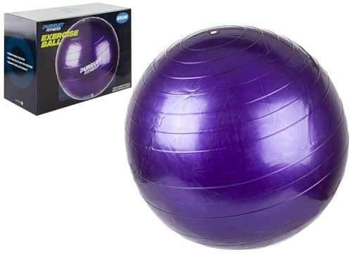 55cm Exercise Ball Purple with Pump – Anti-Burst Gym Ball for Home Workout, Core Strength, Pilates, Yoga, Balance Training, Pregnancy Exercise, Stability & Coordination – Fast Inflation Fitness Ball